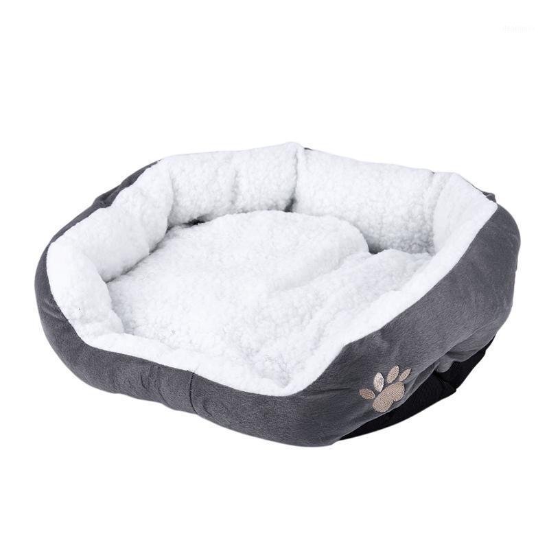 

50 x 40cm Lambskin Dog pattern Pet's Nest Warm Washable Bed Sleeping Fleece Basket with Cushion For Puppy Dog Cat Gray Color1
