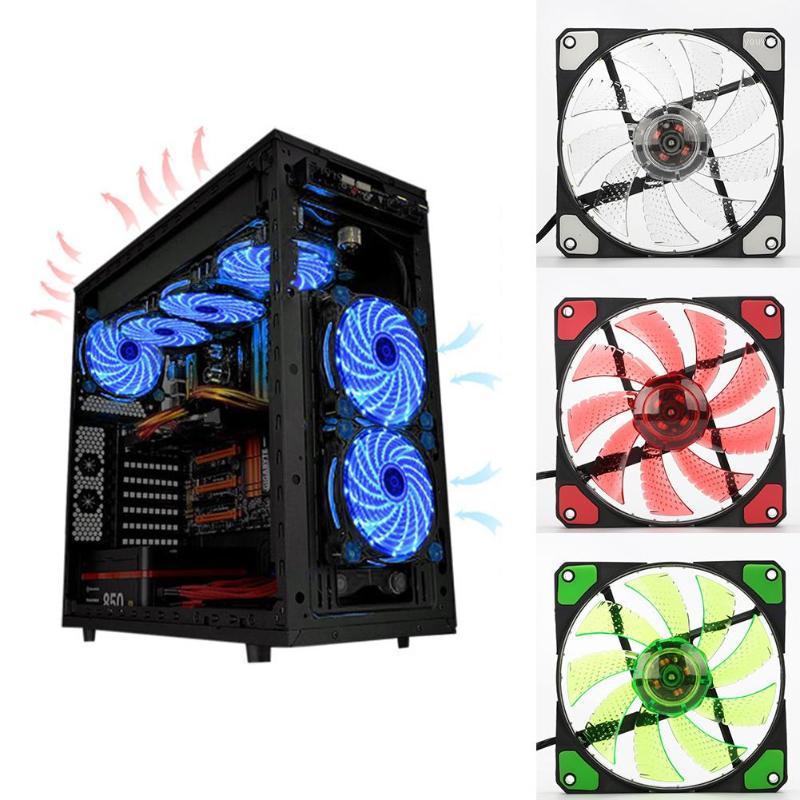 

4 Lines 12x12cm 12V 15 LED Ultra Silent Computer PC Case Cooling Cooler Heatsink Fan Fans & Cooling Computer Accessories1