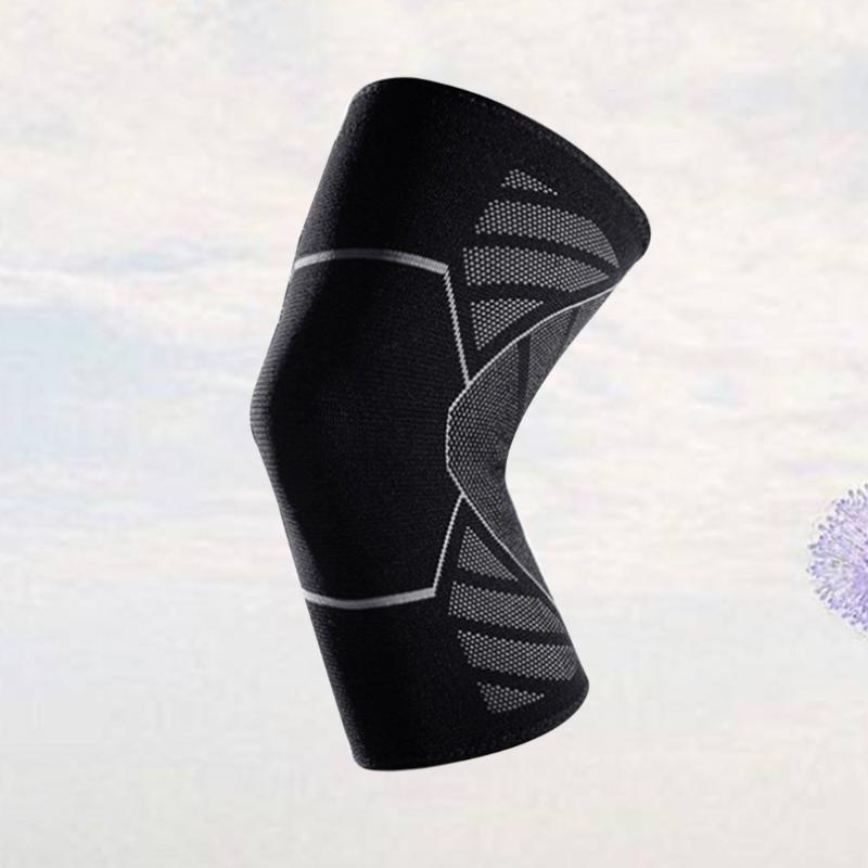 

1 Pc Sports Knee Brace Protective Gear Support Silicone Strip Knee Pads Breathable Basketball Climbing Protector Sleeve (Si, As shown