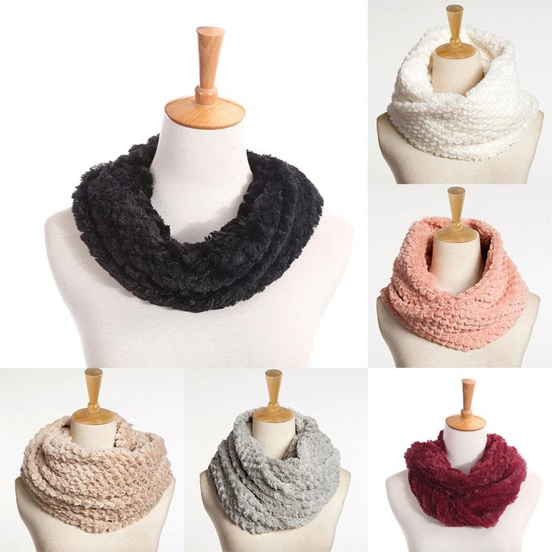 

Nice Women Winter Warm Faux Fur Infinity Circle Cable Cowl Neck Long Scarf Shawl