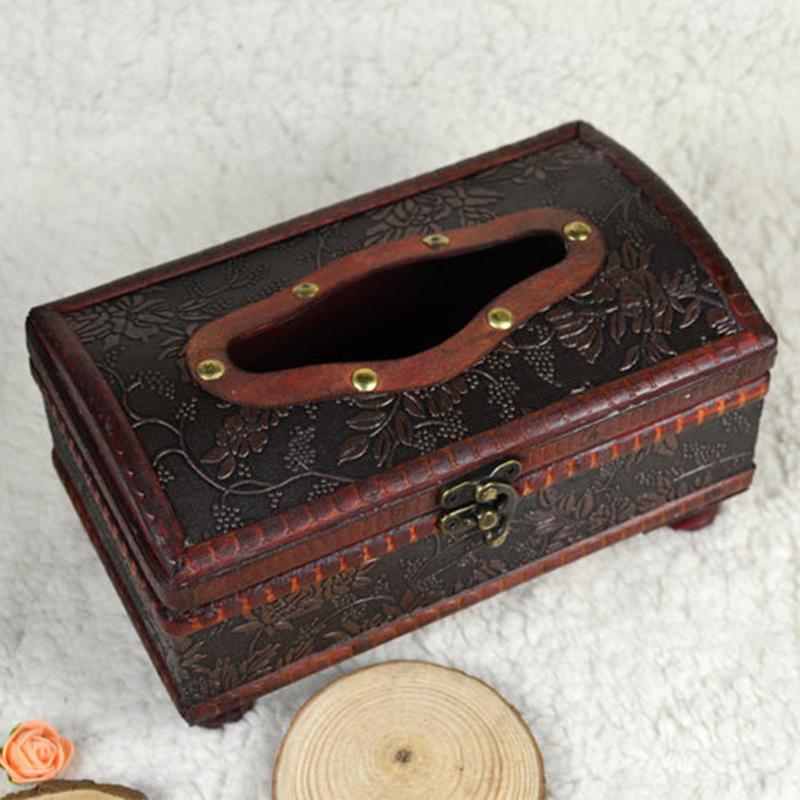 

Storage Home Napkin Holder Table Wooden Tissue Box Rectangular Cover Hotel Case Organizer Retro Style Decorative Bedroom Gift