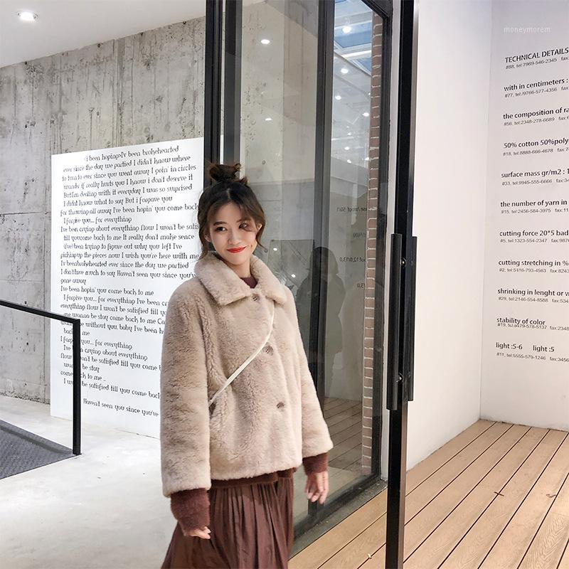 

Sheep shearing coat 2020 new short fur one lapel solid color loose and comfortable windproof and warm casual women' fur coat1, Yellow