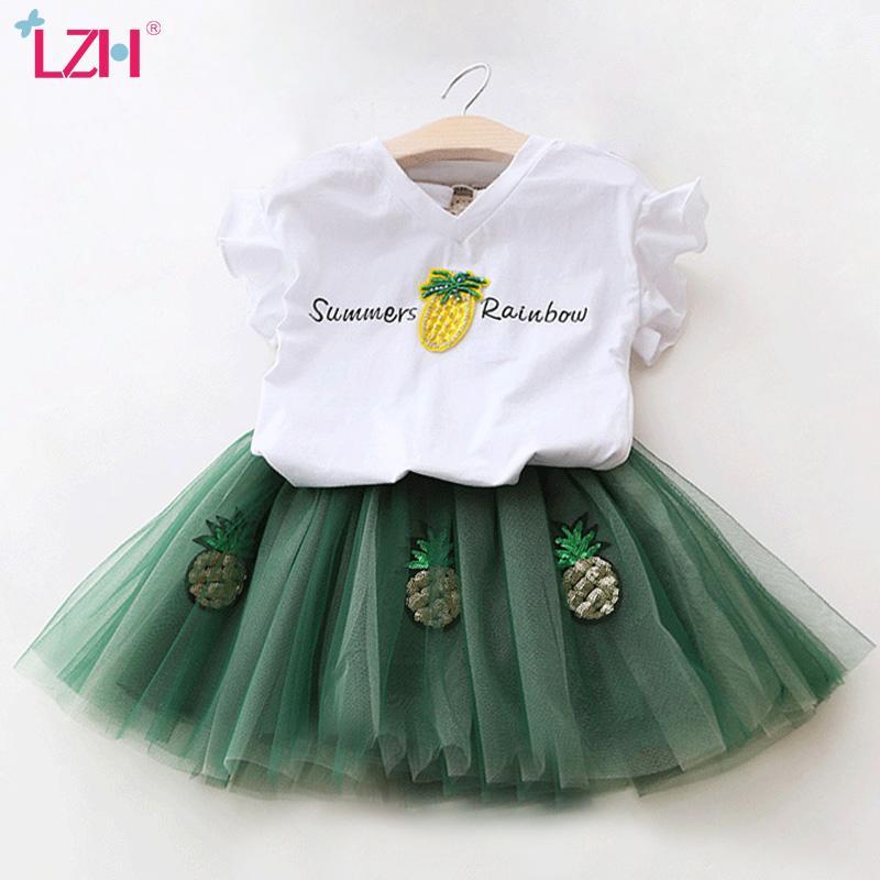

Children Clothing 2020 Summer Toddler Girls Clothes T-shirt+Skirts Outfit Suit Kids Clothes For Girls Clothing Sets 3 4 5 6 Year1, Green