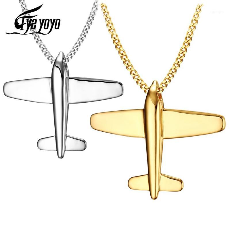 

Pendant Necklaces EyeYoYo Simple Men's Stainless Steel Aircraft Airplane Necklace Men Or Women Chain Jewelry Gifts 2021 Fashion1