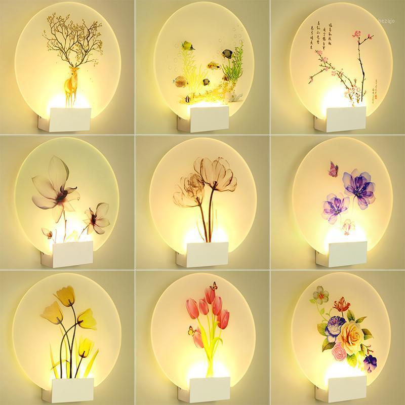 

Modern Square Round Acrylic Picture Wall Lamp For Bedroom Living Room Aisle Corridor Romantic Sconces Light Warm Home Lighting1