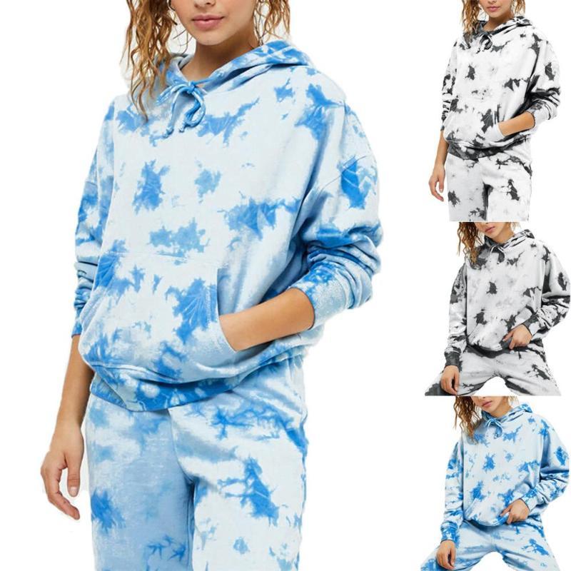 

Fashion Woman Two Piece Outfit Set Printed Tie-dye Casual Home Tracksuit Service Loose Comfortable Suit Jogging Femme Oversize