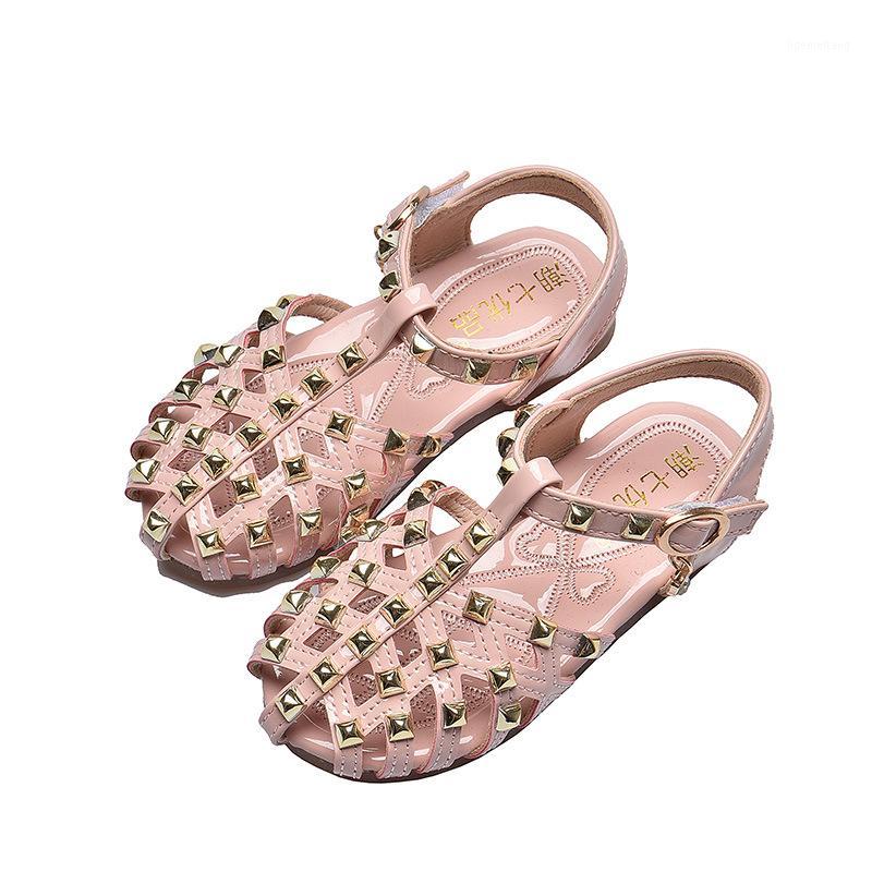 

summer girls sandals children princess shoes kids girl hollow sandals baby fashion rivet shoes soft bottom casual1, Pink