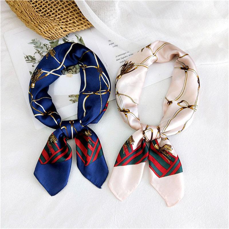

New 70CM Small Square Silk Scarf For Women Spring Autumn All-match Chic Printed Stewardess Professional Decorative Neckerchief