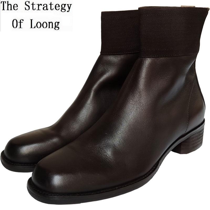 

British Style Retro Women Genuine Leather Zipper Ankle Equestrian Boots Ladies Handmade Sewing Square Toe Short Boots 191225, Black