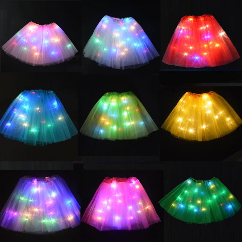 

Kids Girl Light Tutu Glow Skirt Wedding Flower Wreath Ballet Miniskirt Costume Neon Led Clothes Party Halloween Gift Christmas