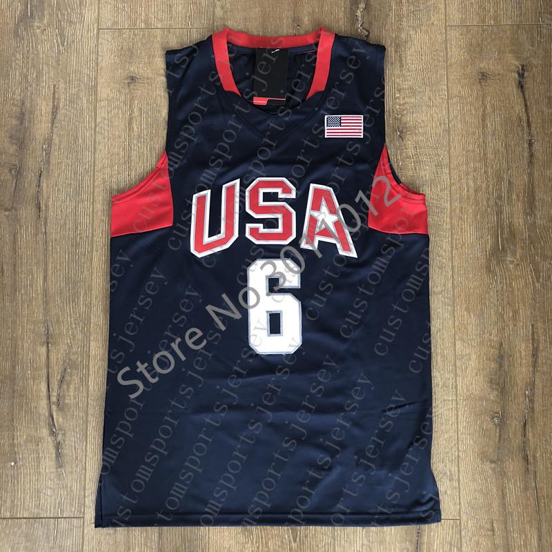 

Mens #10 #6 James 2008 Dream Team Basketball Jersey S, Blue
