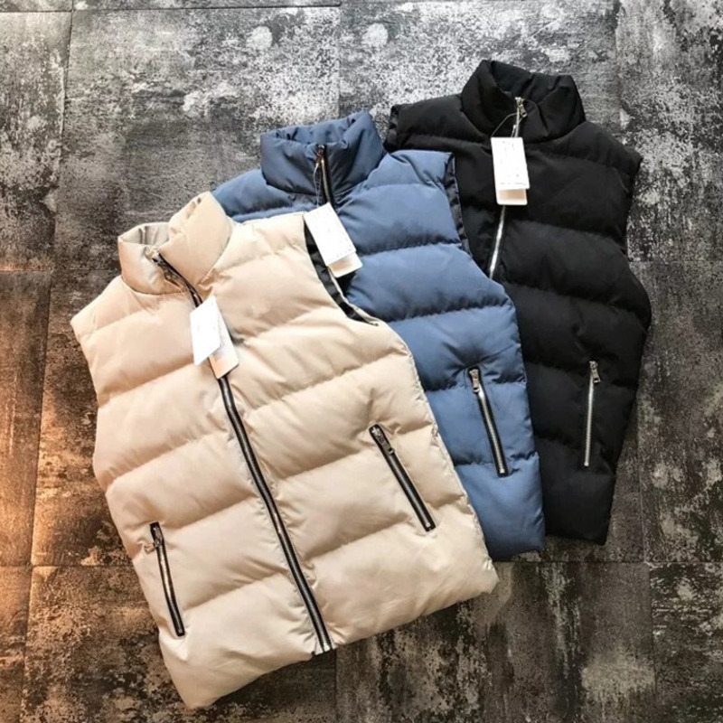 

Men's down vest Hot cotton wool collar down no a hat vests sleeveless jackets plus size quilted vests Men winter vests outerw best-selling, Black