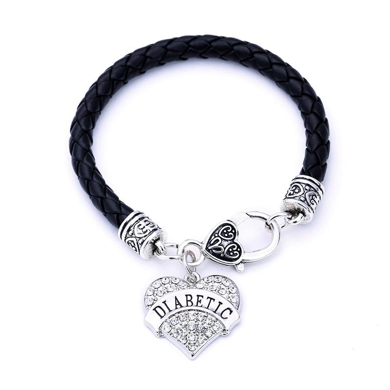 

DIABETIC heart pendant bracelet rope chain