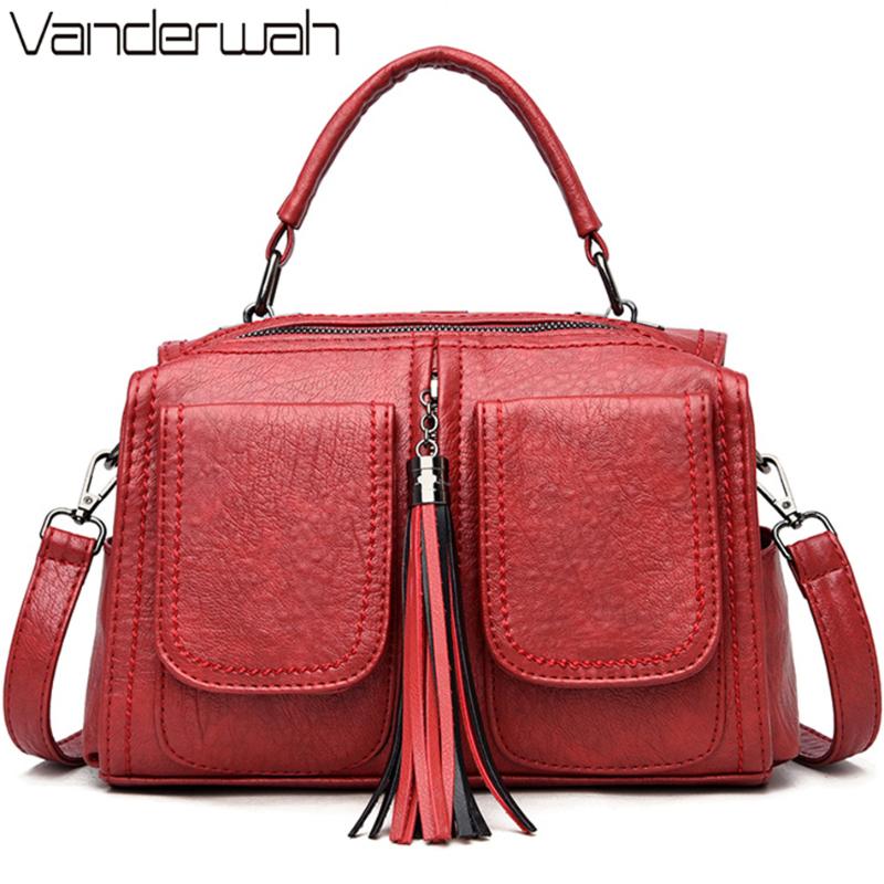 

3-in-1 Multifunctional Back Pack High Quality Pu Leather Shoulder Crossbody Bags for Women 2021 Fashion Tassel Lady Trending Bag, Burgundy