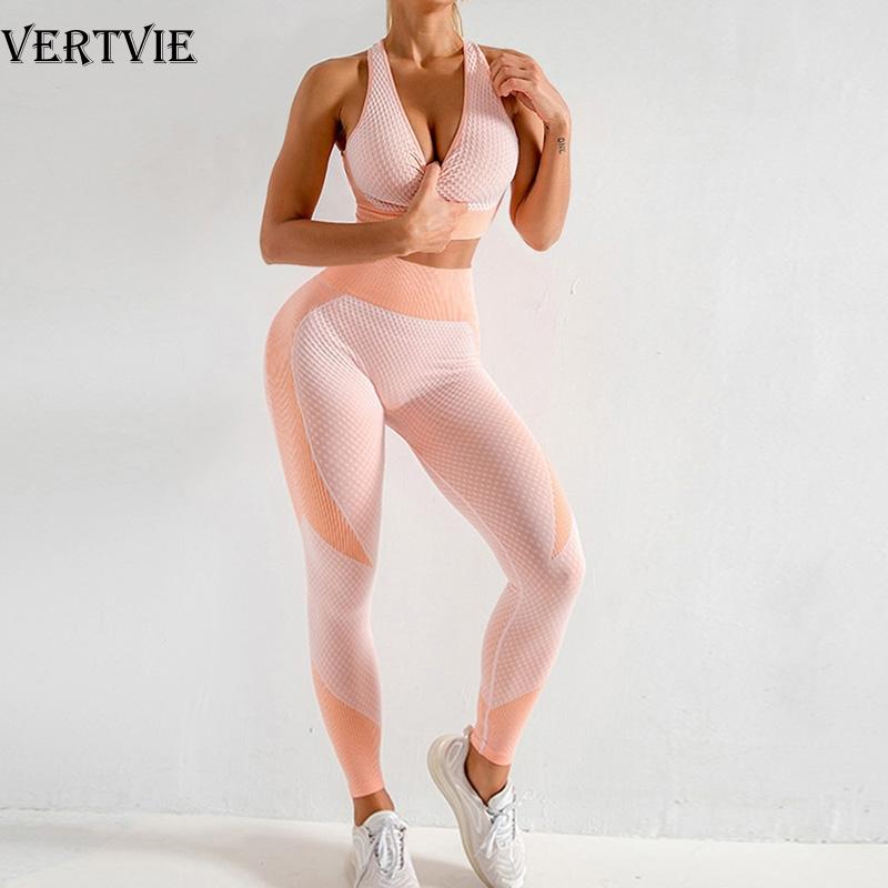 

VERTVIE Seamless Yoga Bra Suits Women Yoga Set Gym Clothing Sport Fitness Running Short Sleeve Backless Crop Top Leggings, Style 2 black