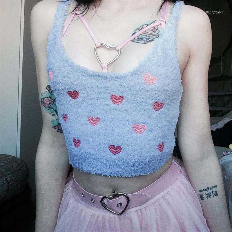 

Cute Pink Heart Embroidery Tank Top Women Summer Streetwear Sexy Blue Crop Top Club Kawaii Sleeveless Vest Mujer 2020 Hot1