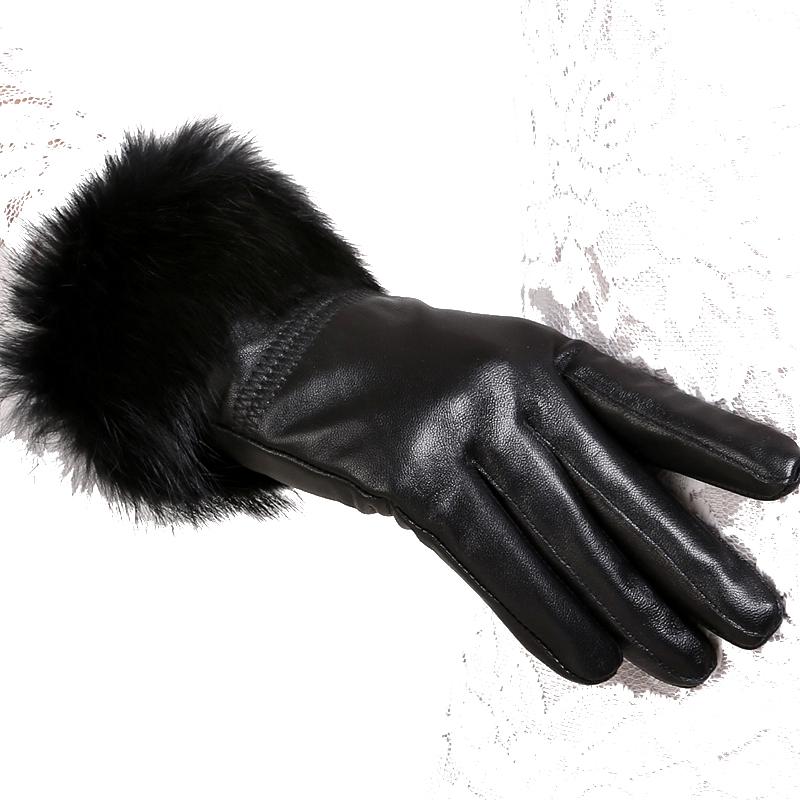 

Leather gloves fur autumn and winter cashmere warm sheepskin gloves real fur mittens 2020 hot sell