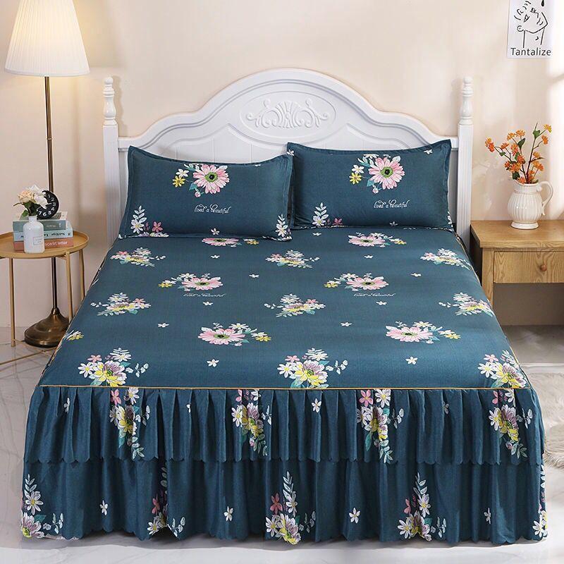 

2020 Bedding Set Home textile Printing Flat Sheets Soft And Warm Bed Skirt 1 Pcs With Pillowcase 2 Pcs1, 2 pcs pillowcase