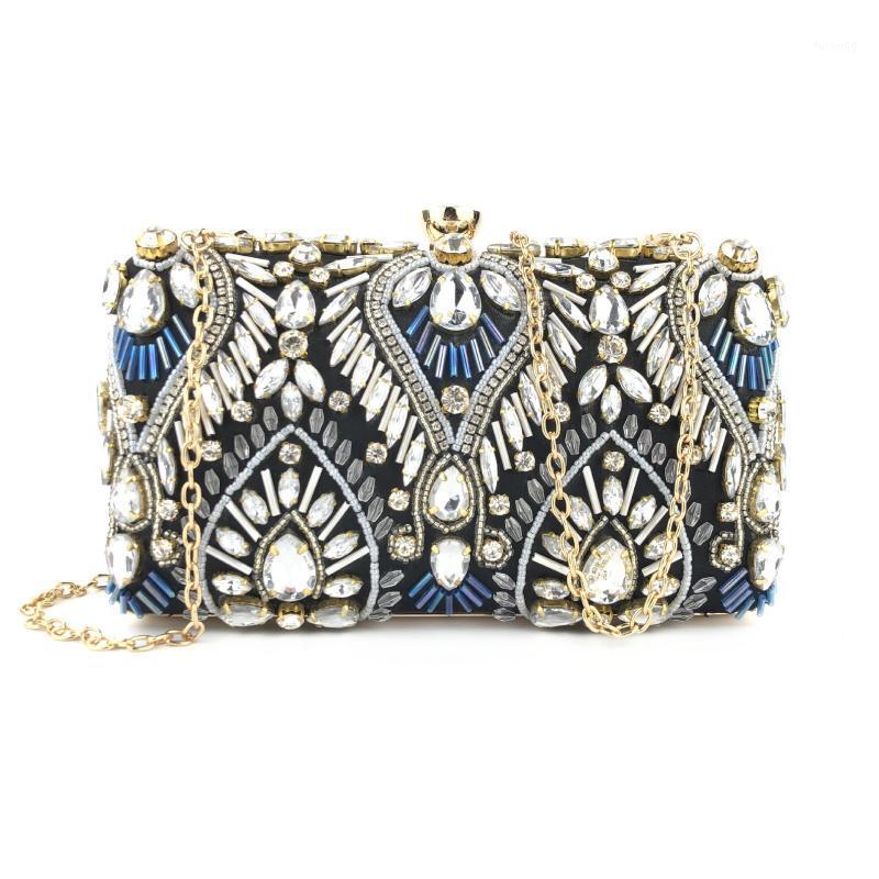 

2020 New Handmade Crystal Rhinestone Evening Bags Ladies Party Handbag Bridal Wedding Clutch Bag Women Fashion Dinner bag purses1, Black