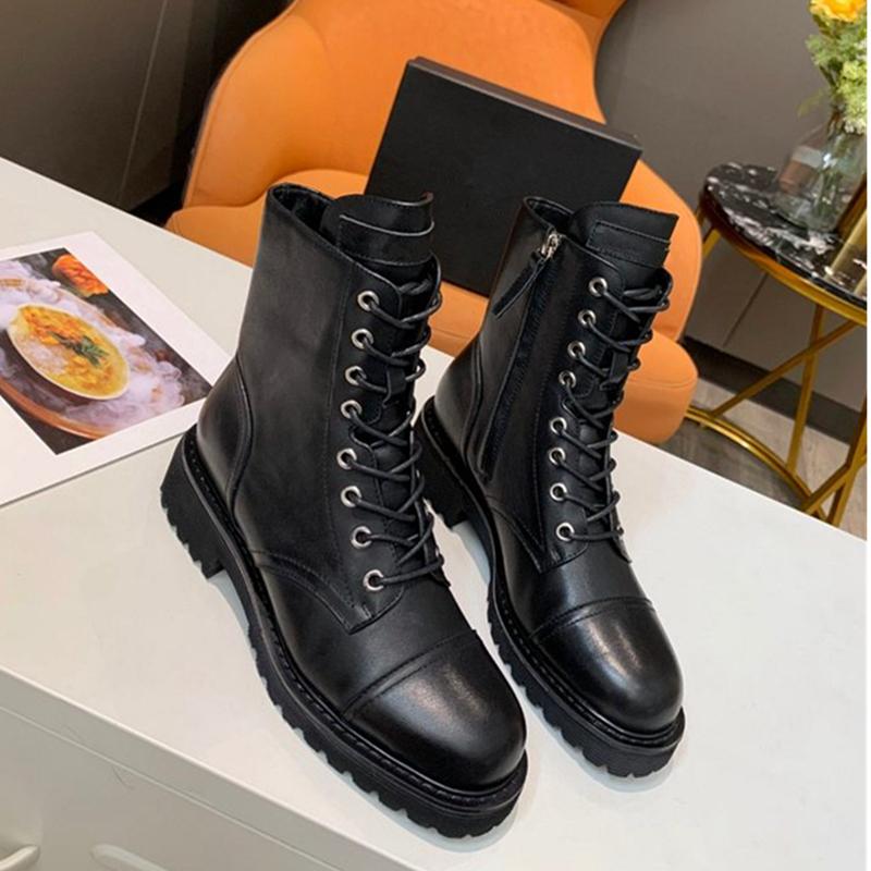 

Boots Female women shoes Ankle 2020 Autumn British Wind Genuine Leather Thick With Short Boots Motorcycle shoes Luxury 40, As show1