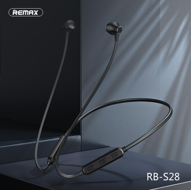 

Remax RB-S28 Wireless Bluetooth Earphone Stereo Sport sweatproof Bluetooth Headset Earbuds Magnetic Earpiece With Mic, Black