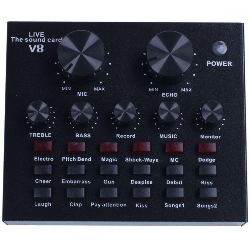 

V8 Sound Card Audio Interface External Usb Live Broadcast Microphone Sound Card For Computer Pc Mobile Phones Singing And Reco1