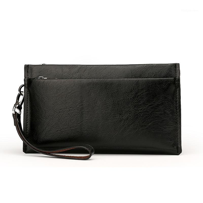 

Men's cowhide leather wallet men clutch bag male purse man small handbag mobile phone bag large money card holder wallet1, Black