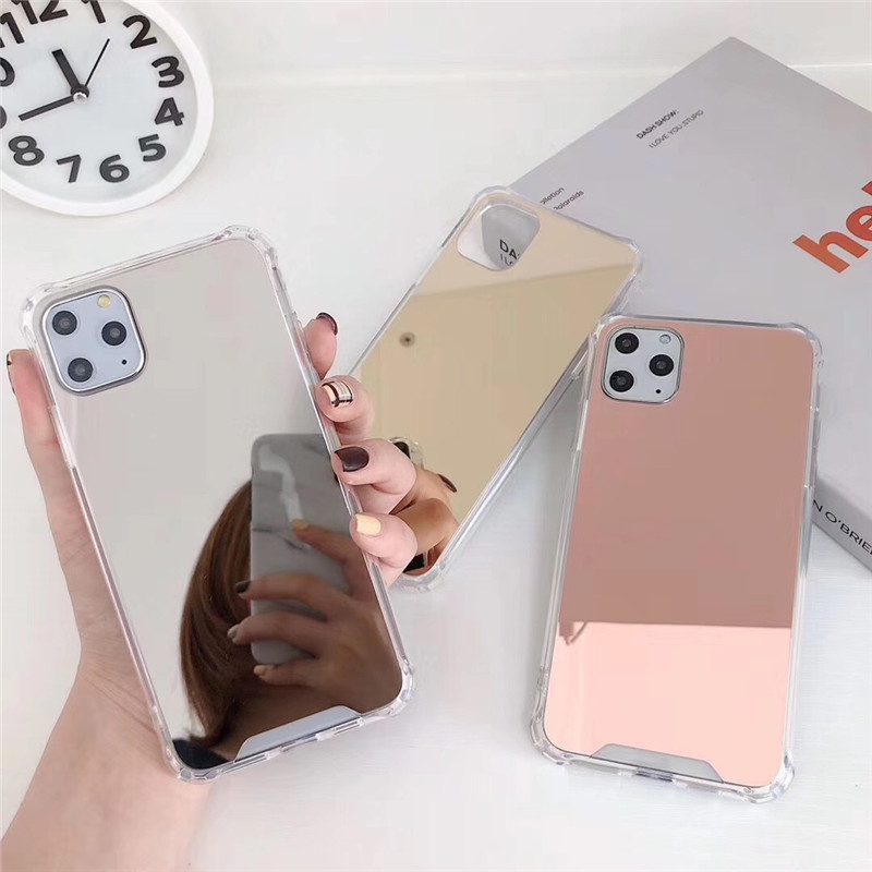 

Mirror Phone Case Cute TPU Shockproof Cover For iPhone 12 11 Pro Max XR XS X Max 7 8 6S Plus For Samsung S10 S20 Note 20 DHL, Rose gold