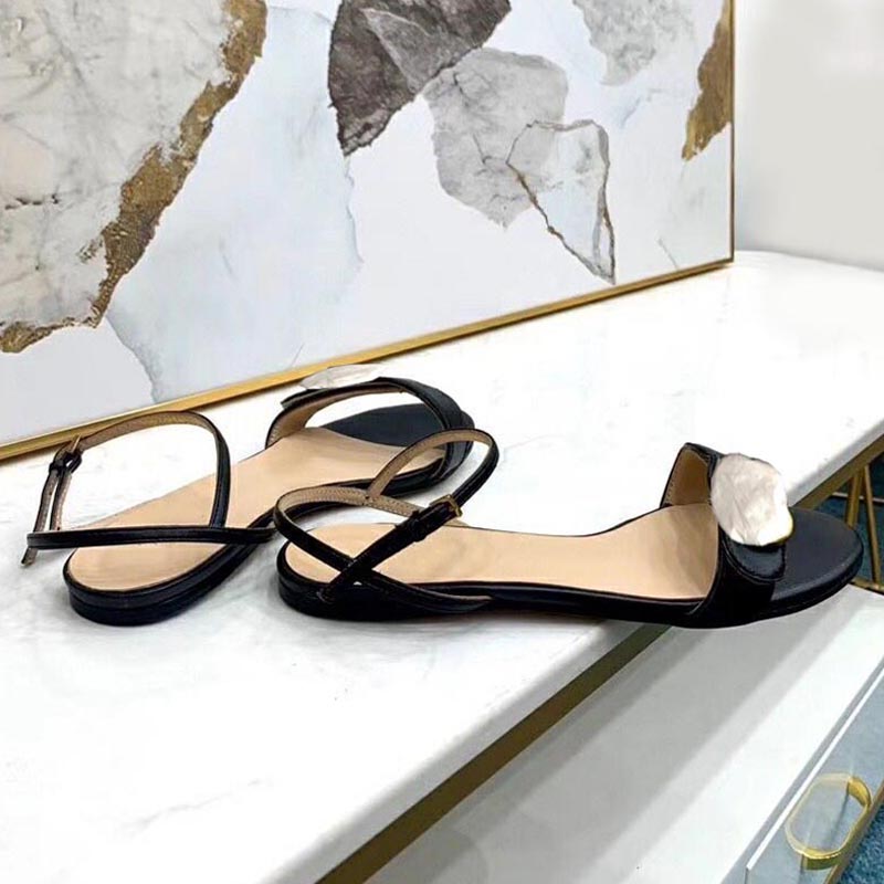 

Summer women's beautiful sandals with thin straps designer leather fashion casual and comfortable office lazy flat shoes, Black