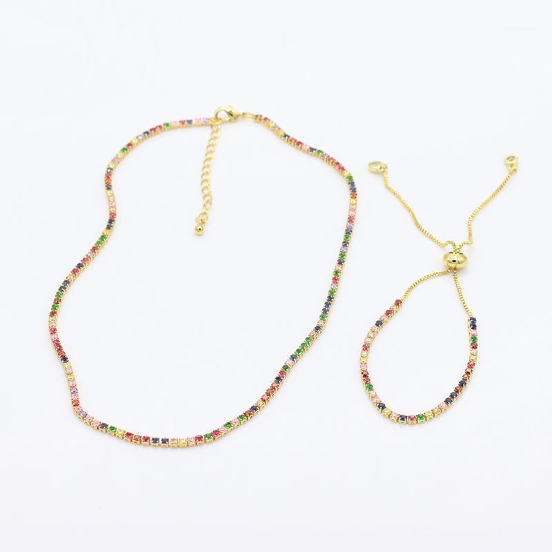 

Elegant Gold Filled Rainbow CZ Choker Necklace Mini Colorful Crystal Short Wedding Necklace for Women Charm Fashion Jewelry1