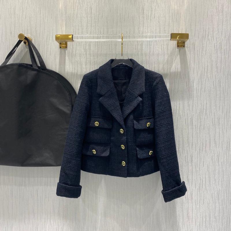 

2021 New Ladies High Quality Fashion Long Sleeve Lapel Four Pocket Short Jacket 0922, Black