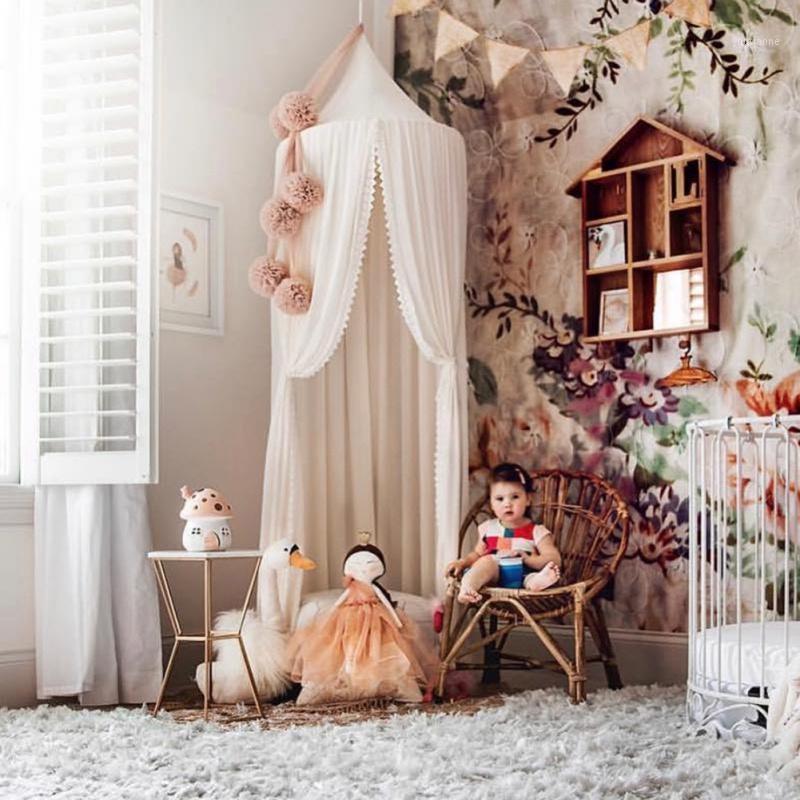 

Round Crib Netting Tent Crib Netting Chiffon Kids bed curtain canopy photography props Lace Mosquito Net Baby Room Decoration *1