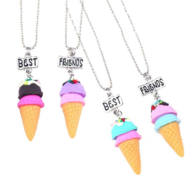 

Chains 2022 2Pcs Necklaces Alloy Friendship Cream Shaped Friends Necklace Jewelry Gift Pendants For Kids Girls