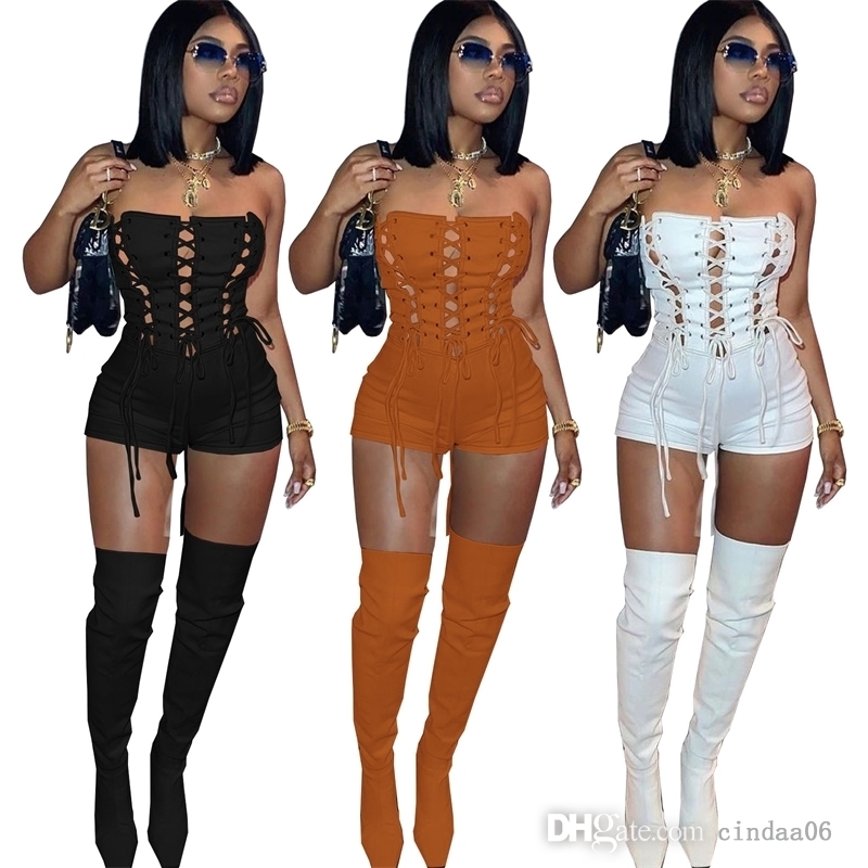 

Women Designer Jumpsuits Elegant Black Spring Summer Rompers New Fashion Sexy Hollow Out One Piece Bandage Crop Top Bodysuit, Brown