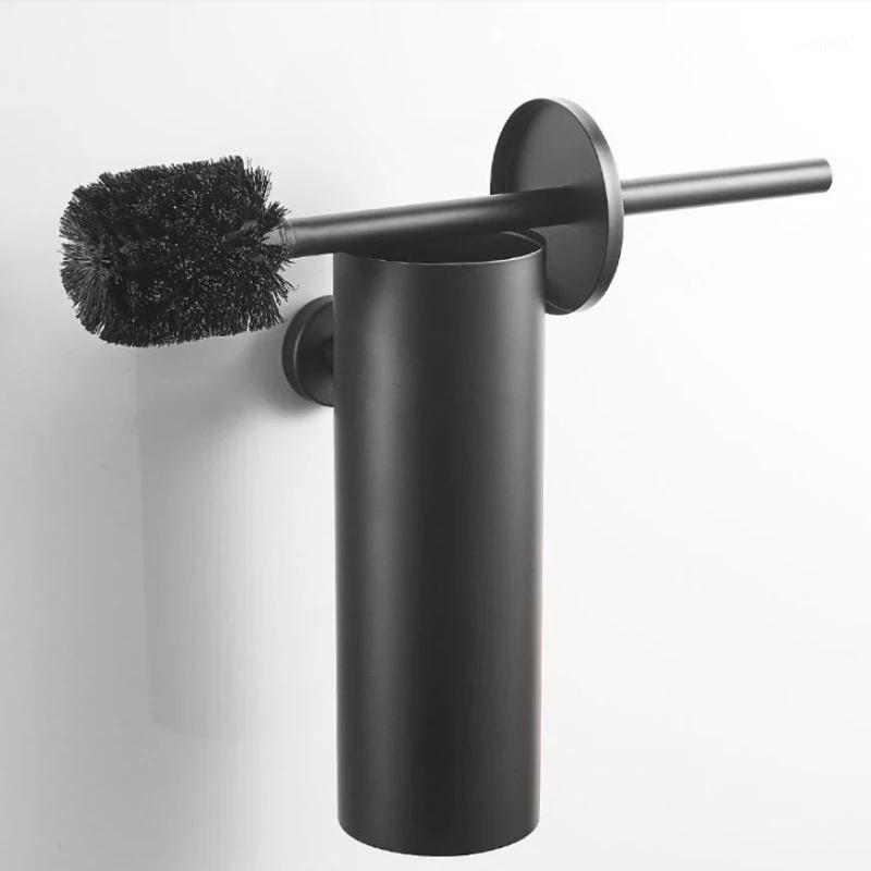 

Toilet Brush Holder Brushed Nickel/Black Stainless Steel Wall-Mounted Bathroom New-Style Toilet Scrub Cleaning Brush Holder1