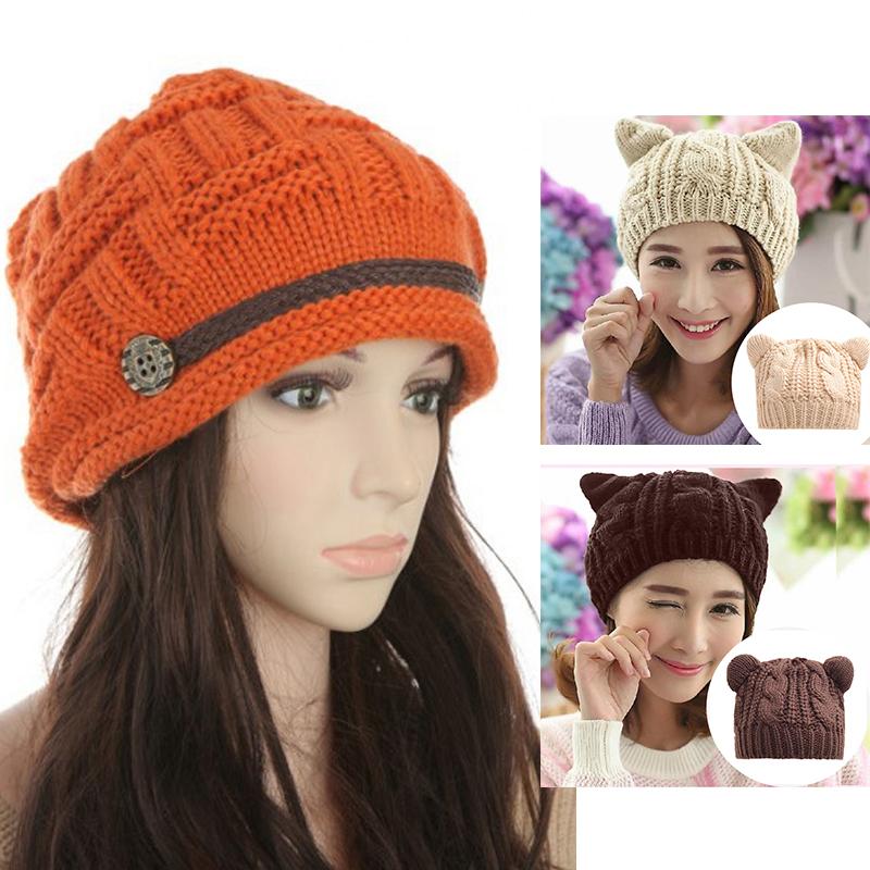 

Fashion Warm Beanies Hat for Women Girls Solid Color Knit Winter Ski Hat Female Caps Skullies Caps Soft Warm Cap Bonnet Female, Nmk106 coffee