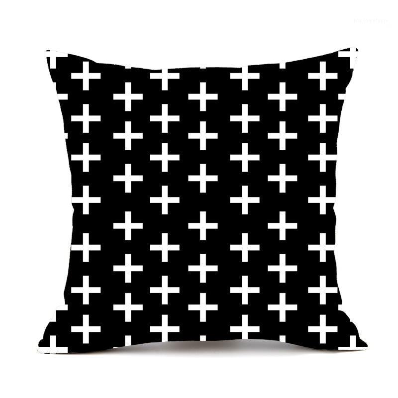 

Nordic Simple Black and White Shading Geometric Striped Plaid Printed Linen Pillow Cushion Sofa DDD491, 19