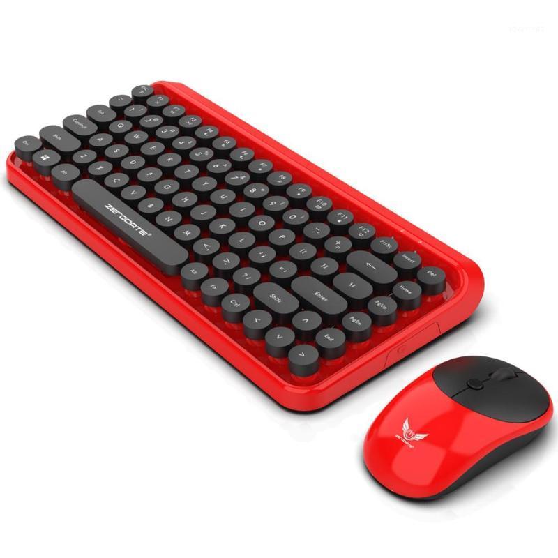 

Wireless Bluetooth Keyboard Mouse Kit Cute Steampunk 2.4G Wireless Mouse 1600DPI Position Retro Colorful 84 Round Keys Keyboard1