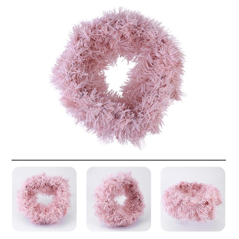 

1pc Xmas Artificial Wreath Festival Wall Garland Ornament (without Ornament, Pink