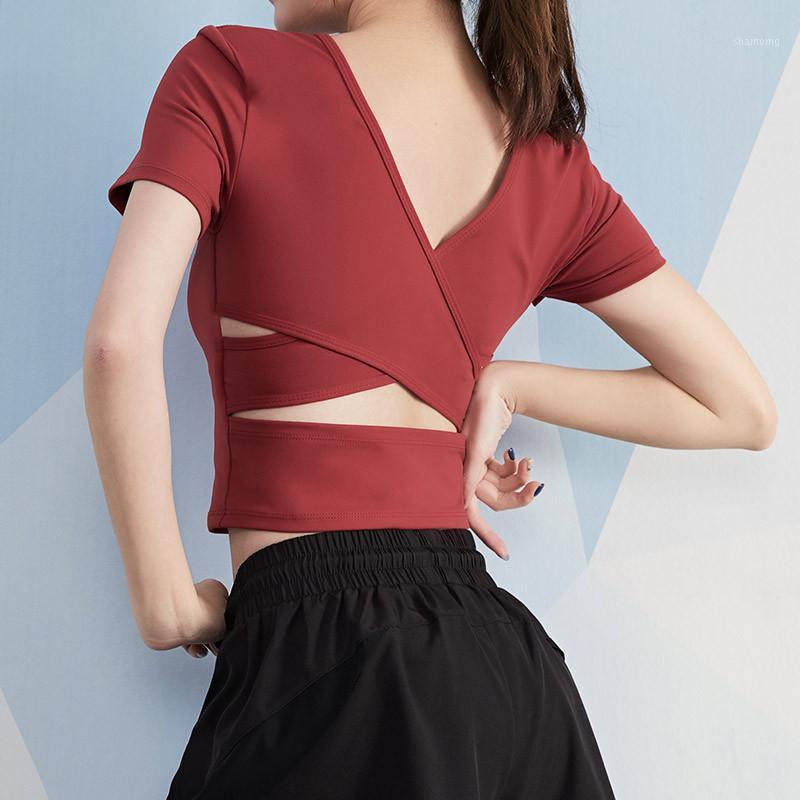 

Yoga shirt Fashion Tight yoga top sport shirt Fitness Breathable Tight Stretch Short-Sleeved women sport top1, Purple