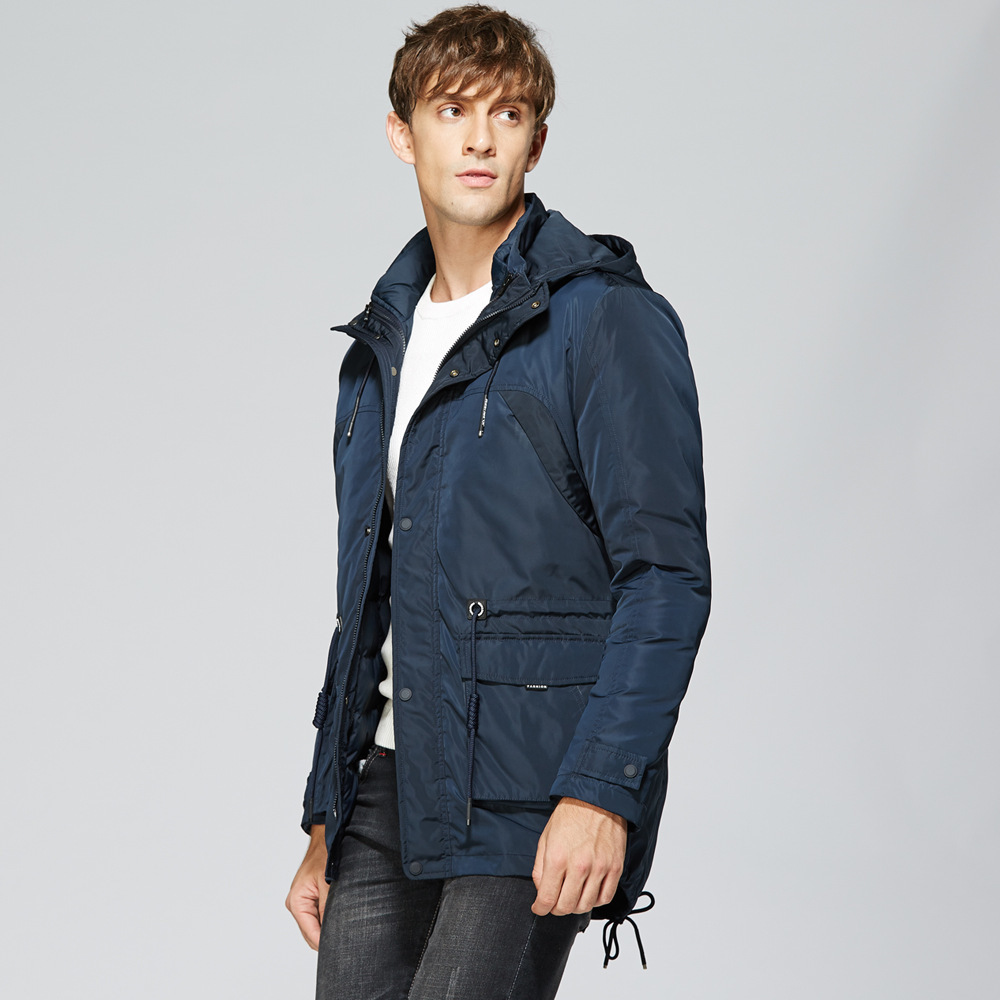 

2021 The New New Male Medium Length Trench Coat of Two Pieces with Cotton Hood Bkei