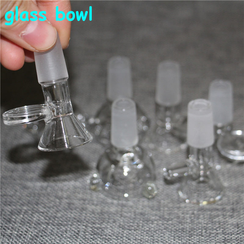 

Thick Round Glass Bowl Herb Dry Oil Burner With Handle 3 Types 14mm 18mm male female For Hookahs Smoking Tools Glass water Bongs