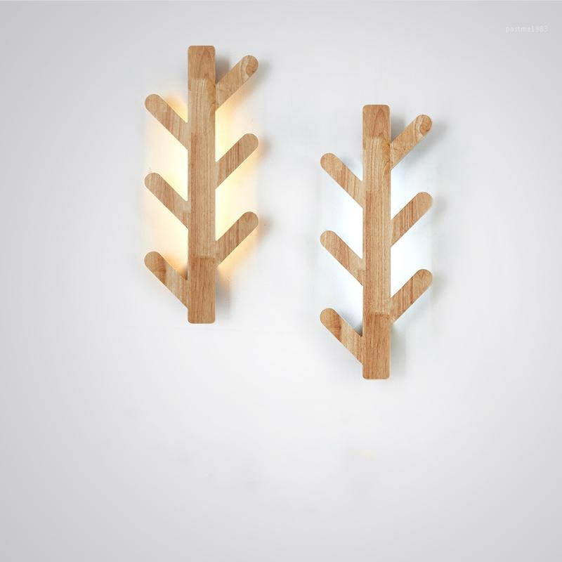 

Nordic Creative LED wall lamp Wood living room aisle Sconce bedroom bedside Simple fixtures restaurant loft home deco lighting1