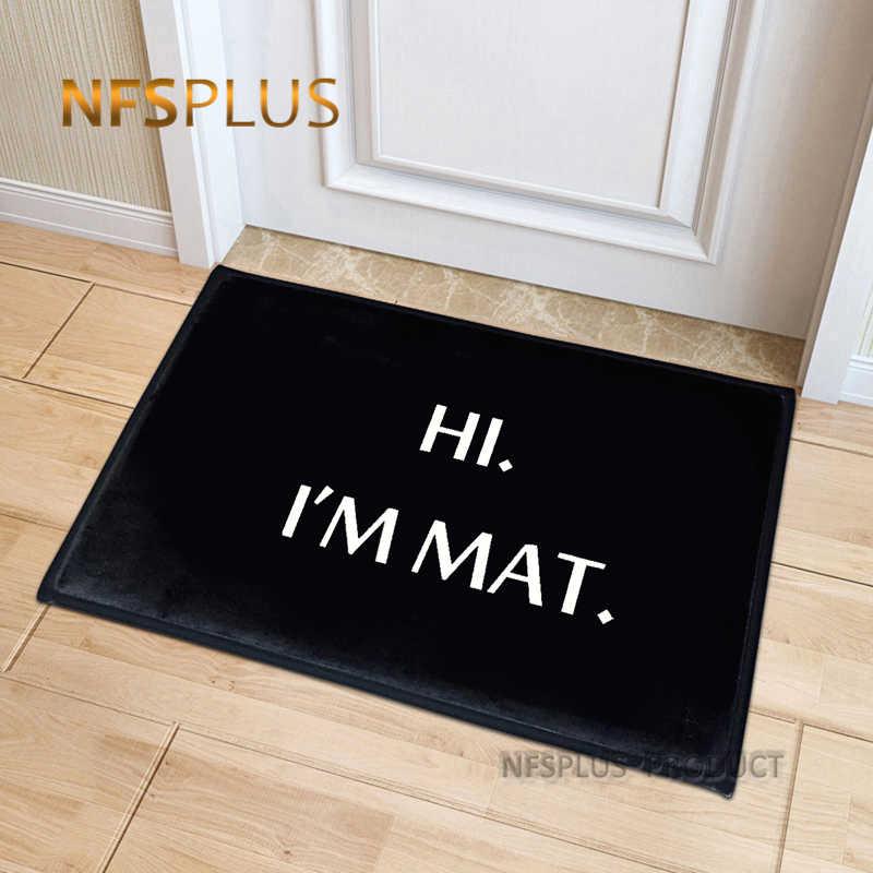 

Home Decorative Door Mat Hallway Entrance Doormat Black Flannel Fabric IM MAT Printed PVC Dotted Anti-Slip Floor Carpet, Forgot wine go home