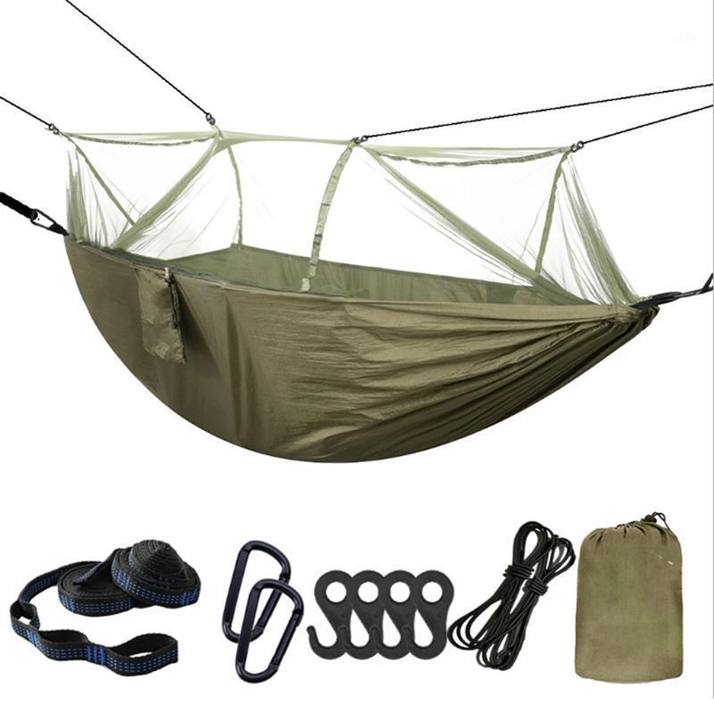 

Camping/garden Hammock with Mosquito Net Outdoor Furniture 1-2 Person Portable Hanging Bed Strength Parachute Fabric Sleep Swing1