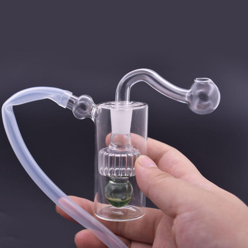 

Portable Glass Oil Burner Bong Smoking Water Pipes Hookah Recycler Hand Dab Rig Bongs with Male Oil Burner Pipe and All Accessories