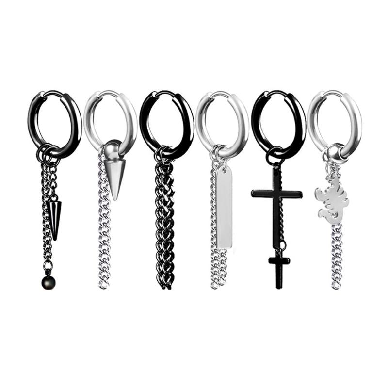 

Charm 1Pair Fashion Ear Stud/Ear Clip Titanium Steel Men No Hole Open Round Earrings