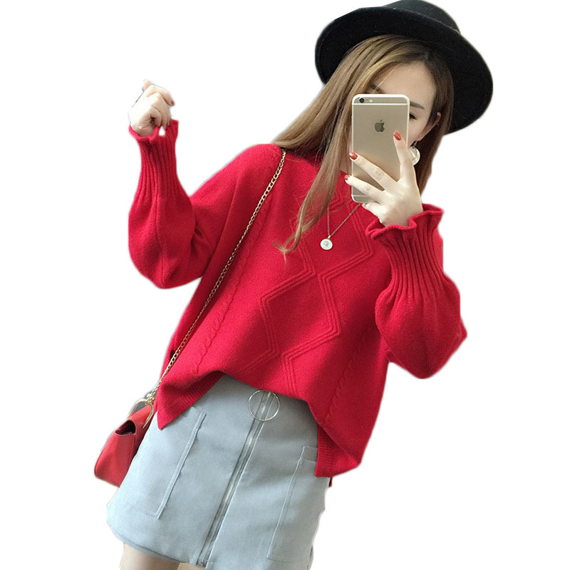 

2021 New Fall/winter Women's Turtleneck Sweater Fashion Lantern Sleeve Jumper Pullover Solid Color Thick Warm Knitted Pullovers 421 K8nm, Gary