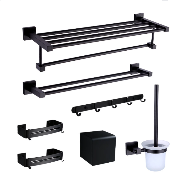 

Bathroom Accessories Towel Rail Paper Holder,Towel Bar,Toilet Brush Holder,towel rack Black bathroom Hardware set Aluminum