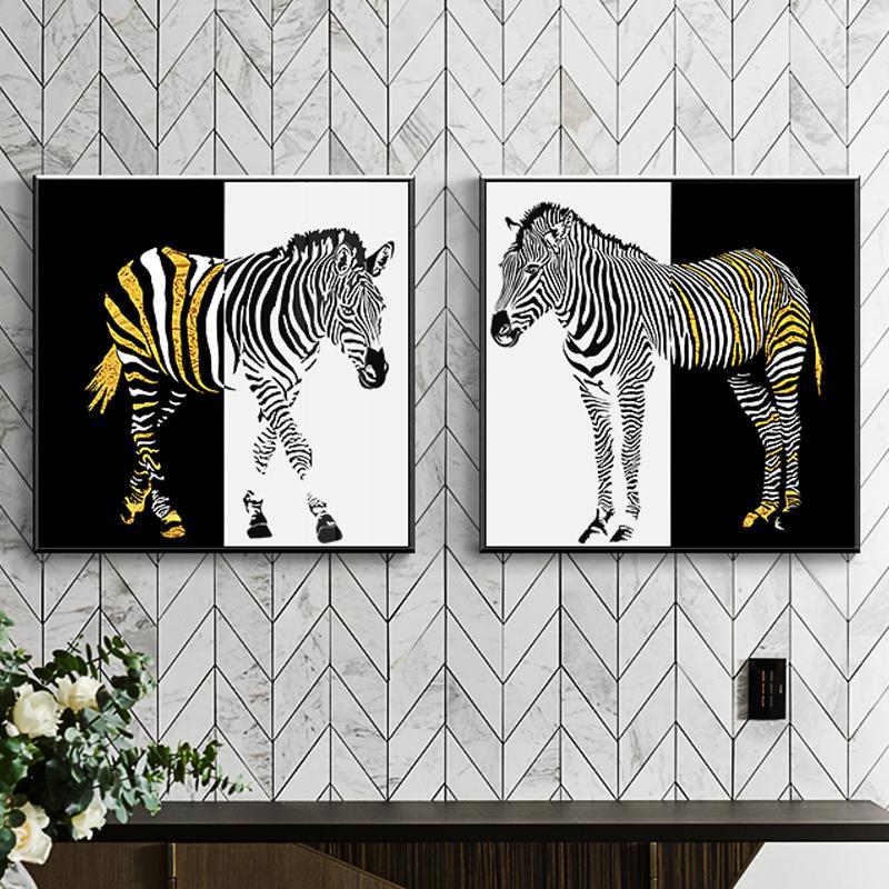 

Paintings Nordic Style Black And Gold Zebra Canvas Painting Fashion Posters Print HD Wall Art Pictures For Living Room Bedroom Home Decor